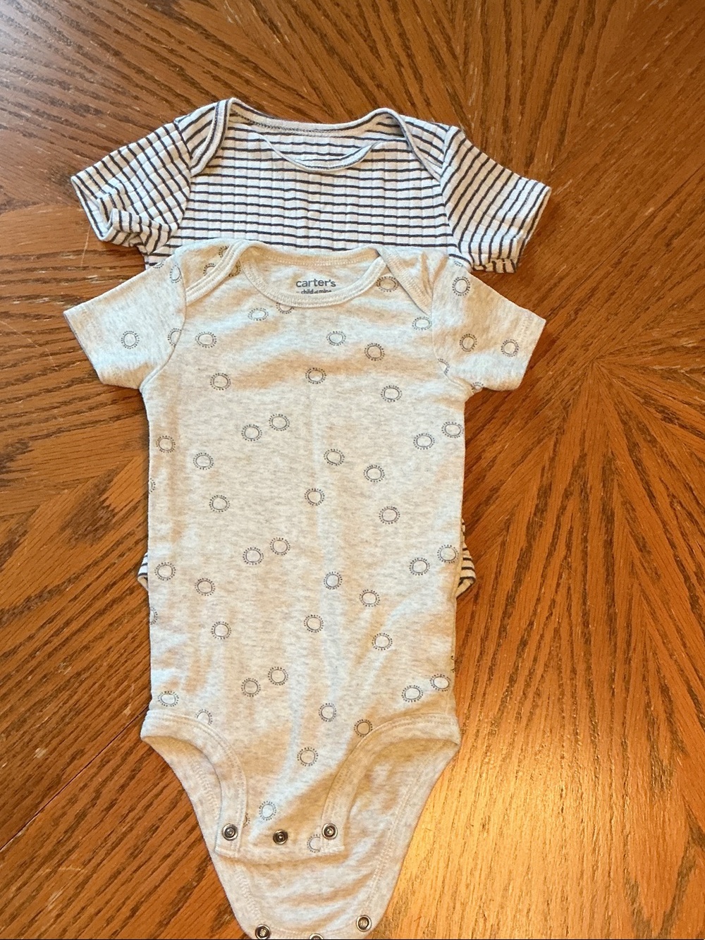Carter's Light Gray One-Piece Bodysuit Set with Navy Stripes